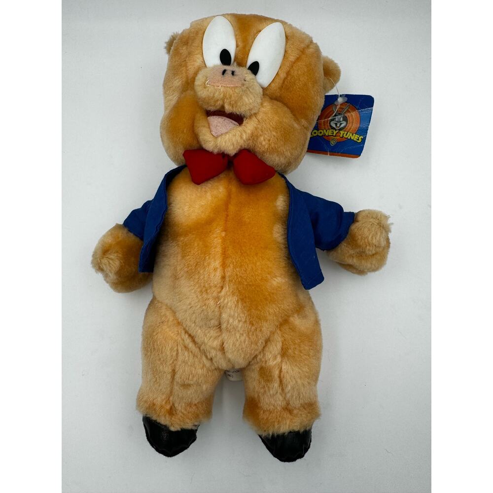 EUC Vintage Warner Bros. Looney Tunes Porky Pig 12” Plush w Original Tags‎ 1997